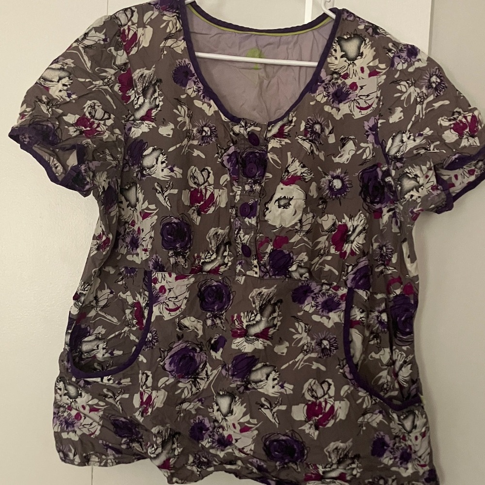 Healing Hands Floral Blouse with Purple and Cream